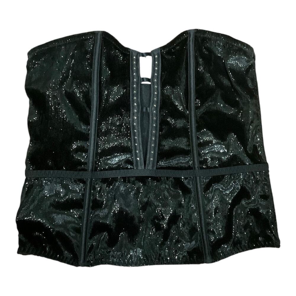 Victoria’s Secret Velvet Sparkle Corset Top Women Medium Black